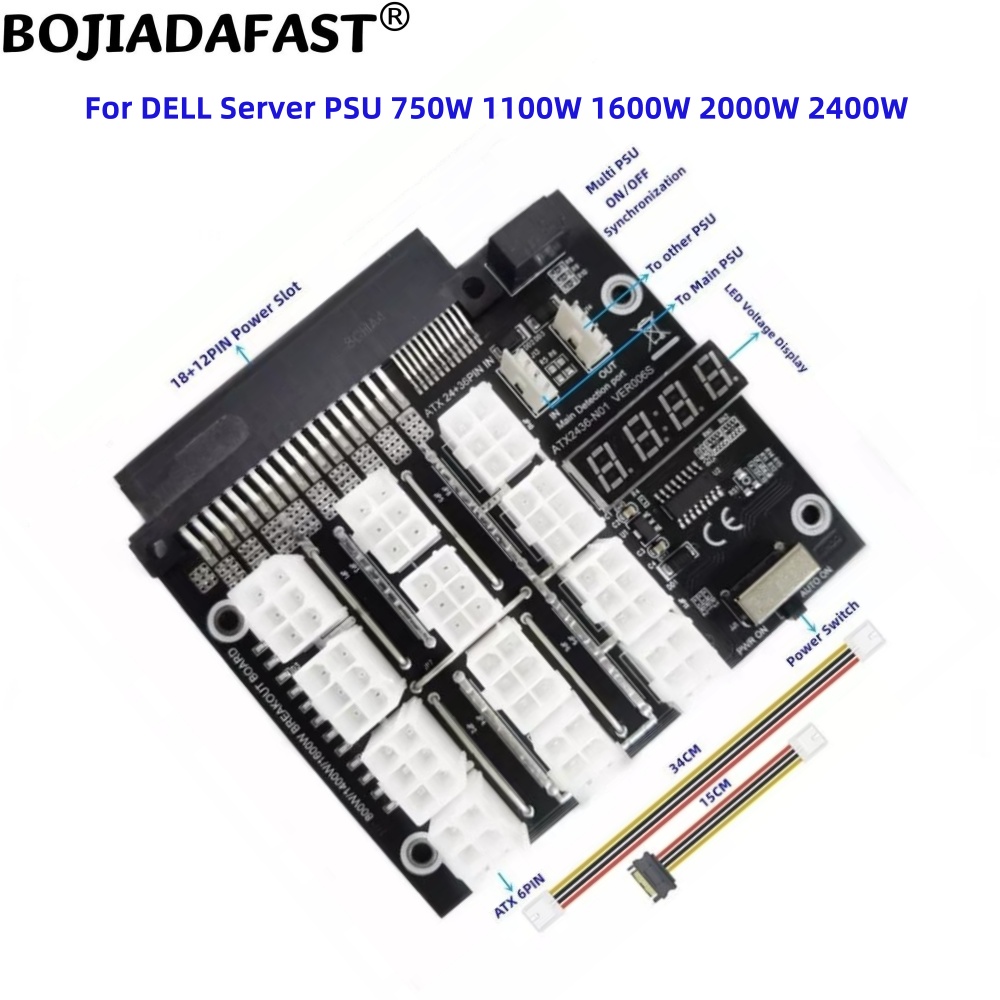 12 Ports PCIE 6Pin Connector S - 2400W Server Psu Breakout Board review and price
